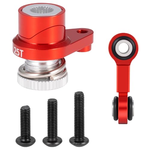 Fixed Link Steering 25T Servo Arm for Tra-xxas Mini Maxx 2S XRT | 1/16 RC Car Red Aluminum Upgrade Parts - color: Red