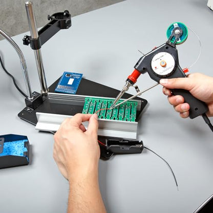 YIHUA 929D-I Motorized Automatic Feed Soldering Gun with Variable Precise Temp (392-842°F), On-off Switch, Temp Adjustment Dial for Single-Handed soldering work, Wire Splicing, Wire-to-switch - color: Red