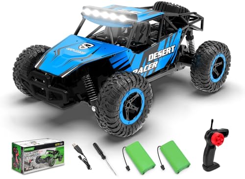 RACENT Remote Control Cars for Adults - 1:16 Scale 20kph Fast RC Truck All Terrain Off-Road Monster Truck for Adults with 2 Rechargeable Batteries (Blue) - color: Blue