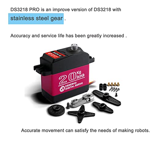 2Pack DSServo DS3218 PRO 20KG 0.09s 6.8V Digital Servo Waterproof IP66 Metal Gear 270° Degree with 25T Arm for 1/8 1/10 1/12 Scale RC Cars