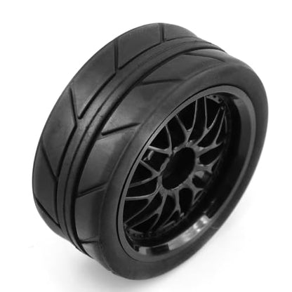 fujita 1/10 RC ON-Road Rubber Tires& Wheels Rims 65mm OD for HPI Tamiya TT01 TT02B Kyosho FAZER MK2 Lc Racing HSP RGT RC 3RACING D5 1/10 RC Rally Car (Black) - color: Black