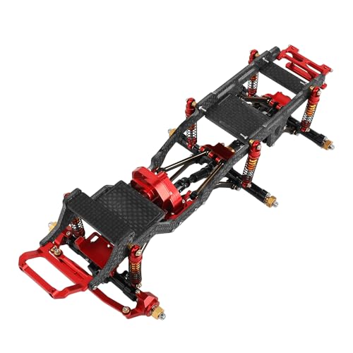 LCG 6x6 8×8 Carbon Fiber Chassis Frame with Metal Axles for 1/24 RC Crawler Car Axial SCX24 Refit Kit (6X6 red) - color: 6x6 Red