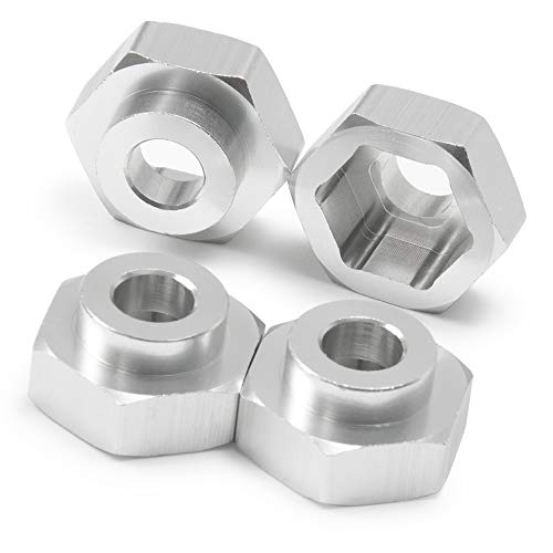 4PCS Aluminum Alloy 12mm Turn to 17mm Wheel Rim Hex Adapter Drive Hub Conversion Extension Compatible with Tamiya Axial Traxxa HPI Himoto HSP Losi Kyosho RC 1/10 On-Road Car Tires (Silver) - color: Silver