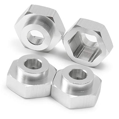 4PCS Aluminum Alloy 12mm Turn to 17mm Wheel Rim Hex Adapter Drive Hub Conversion Extension Compatible with Tamiya Axial Traxxa HPI Himoto HSP Losi Kyosho RC 1/10 On-Road Car Tires (Silver) - color: Silver