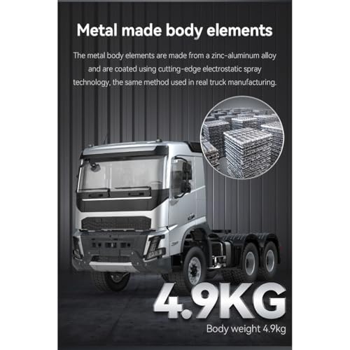 1/14 6x4 RC Heavy-Duty Cargo Tractor Truck, 2.4G Full-Proportional 2.5KM/H RWD RC Semi Truck with Lights, Remote Control Semi-Trailer Truck RC Construction Vehicle Gift -RTR - style: 1/14 6x4 RC TractorTruck