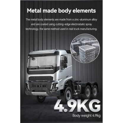 1/14 6x4 RC Heavy-Duty Cargo Tractor Truck, 2.4G Full-Proportional 2.5KM/H RWD RC Semi Truck with Lights, Remote Control Semi-Trailer Truck RC Construction Vehicle Gift -RTR - style: 1/14 6x4 RC TractorTruck