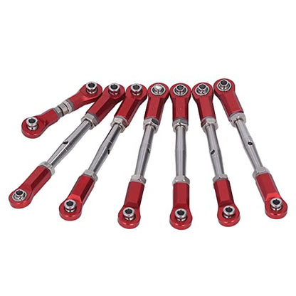 7PCS Adjustable Links Set for Slash Rustler - RC Accessories - 1/10 RC Car Adjustable Steering Linkage Kit with 87-103mm Links (Red) - color: Red