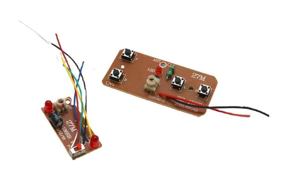 Jowxsx 2Pcs 27mhz Four-Way Remote Control Board Two-Way RC Transmitter and Receiver Toy Car Robot Model Accessories for DIY Toys Projects