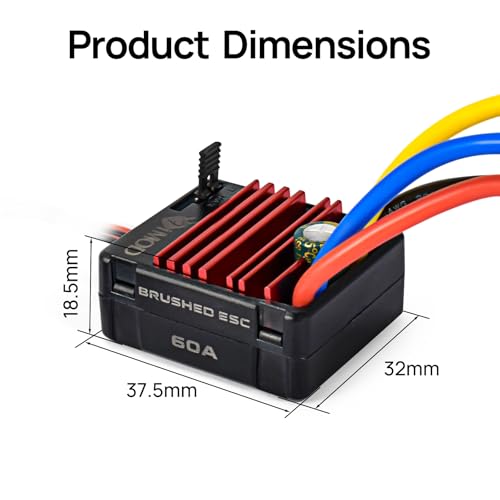 2026 New 60A Waterproof Brushed ESC 2-3S Electronic Speed Controller WP 1060 RC ESC Brushed with Power Witch for 1/10 Scale RC Crawler Car, Boats, Truck (Tamiya-Plug) - color: Black-white