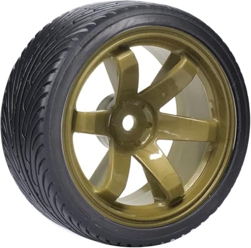1/10 Drift Wheels and Tires Set,WONFAST 4PCS 63mm Plastic Hard Tyres 6-Spoke Wheels Rims 12mm Hex for 1:10 RC On-Road Drifting Car Replacement for HSP Tamiya HPI Kyosho (Gold) - color: Gold