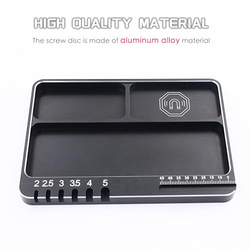 Universal Aluminium RC Screw Tray with Magnetic Pad for RC Model Repair | Parts Tray Organizer,Magnetic Mat Electronic Repair Kit Tool Organizer,High Strength,CNC Aluminium