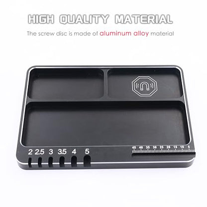 Universal Aluminium RC Screw Tray with Magnetic Pad for RC Model Repair | Parts Tray Organizer,Magnetic Mat Electronic Repair Kit Tool Organizer,High Strength,CNC Aluminium