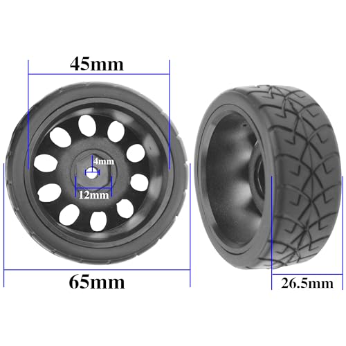 ShareGoo RC 1/10 On Road Tires OD2.55 Rubber & Plastics Wheel Rims 12mm Hex Compatible with HSP Tamiya TT01 XV01 Kyosho WR8 Sakura WLtoys Traxxas 1/10 RC On-Road Racing Touring Car