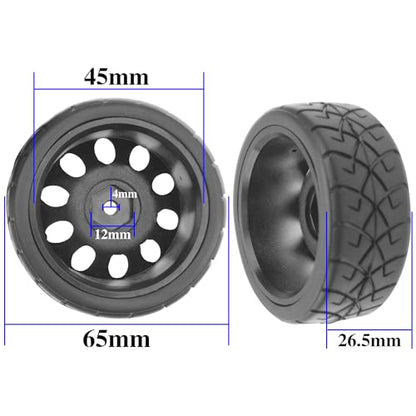 ShareGoo RC 1/10 On Road Tires OD2.55 Rubber & Plastics Wheel Rims 12mm Hex Compatible with HSP Tamiya TT01 XV01 Kyosho WR8 Sakura WLtoys Traxxas 1/10 RC On-Road Racing Touring Car