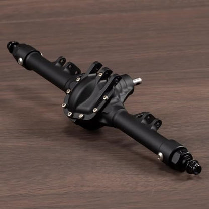 Machined Aluminum Straight Axle Set with SOA Servo Mount Black Silver Anodized for Axial SCX10 II VS4-10 1/10 RC Rock Crawler (Black Rear Axle) - color: Black Rear Axle