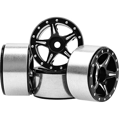 ShareGoo 4Pcs 1.0 Beadlock Wheel Rims 7mm Hex Wheel Hubs Compatible with Axial SCX24 Gladiator Deadbolt Bronco C10 JLU 1/24 RC Crawler Upgrade Parts