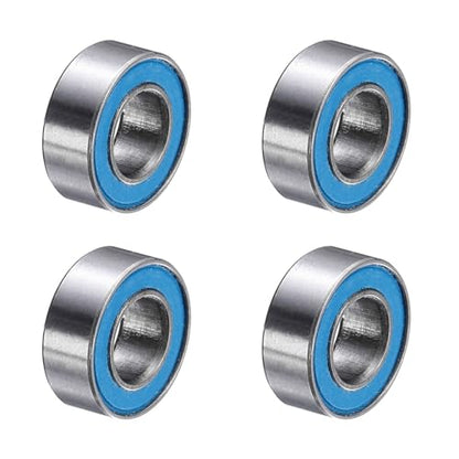 uxcell 4 Pcs MR84-2RS Deep Groove Micro Bearing, 4x8x3mm Double Rubber Sealed Chrome Steel Small Bearings (ABEC5, Z4 Low Noise) - size: MR84-2RS