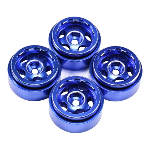 RC Models Parts For TRX4M For SCX24 AX24 For FCX24 Enduro24 1/24 1/18 4Pcs Aluminum 1.0 Beadlock Wheel Rims With Negative Offset RC Car Crawler Upgrade(Blue) - color: Blue