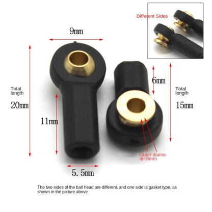 2pcs Universal Ball Head Joint Lever Steering Linkage Tie Rod End Ball Head End for RC Robot Crawler Car - color: * 3 × H6 × L15mm × M3 (Pull Rod Hole)