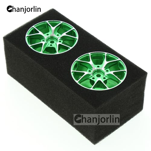 1/10 On Road Drift Wheels Rims Hex 12mm RC Aluminum Alloy Rally Racing Hubs for 1:10 Scale Touring Street Car Tires Tamiya TT01 TT02 HSP 2S 3S Brushless HPI KYOSHO XV02 XV01 4PCS (Green) - color: Green