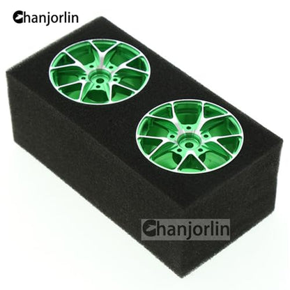 1/10 On Road Drift Wheels Rims Hex 12mm RC Aluminum Alloy Rally Racing Hubs for 1:10 Scale Touring Street Car Tires Tamiya TT01 TT02 HSP 2S 3S Brushless HPI KYOSHO XV02 XV01 4PCS (Green) - color: Green