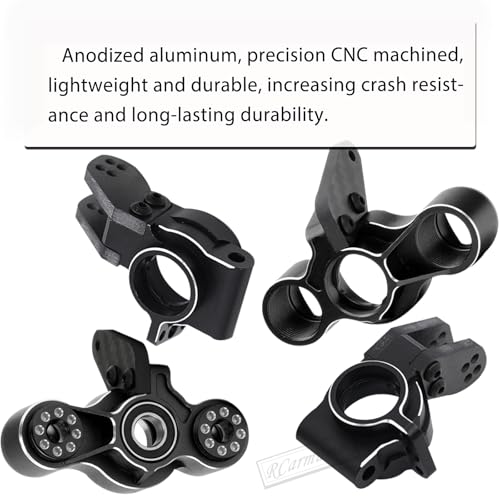 RC Upgrades Part for 1/8 Typhon/Talion 6S BLX,1/7 Felony/Mojave/Infraction/Limitless/Fireteam 6S BLX,Alloy Front Knuckles Steering Blocks &Rear Hub Stub Axle Carriers,Black - color: Black