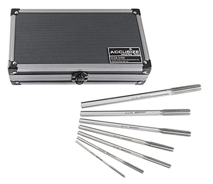 Accusize Industrial Tools Chucking Reamer Set, 1/8" to 1/2" by 1/16", 7 Pc | HSS M2 Premium, Straight Flute, Right Hand Cut, ANSI, Aluminum Case, 5528-SH00 - size: Fractional 1/8" thru 1/2" by 16ths
