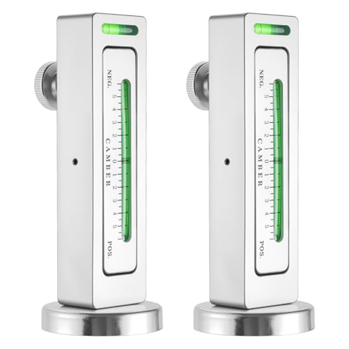2PCS Universal Magnetic Gauge Tool, High-Accuracy Camber Caster Gauge, Strong Magnetic Base Adjustable Wheel Alignment Tool for Automotive Vehicle Truck RV Tire Repair, Car Accessories(Silver) - color: Sliver-2pc