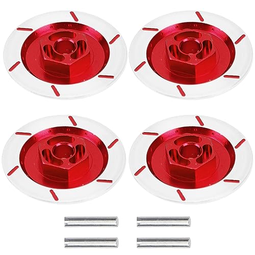 4Pack Vgoohobby Aluminum Alloy RC 12mm Hex Hub Wheel Rim Brake Disc Compatible with HSP HPI Traxxas Tamiya 1/10 On-Road Racing Model Car (Red) - color: Red