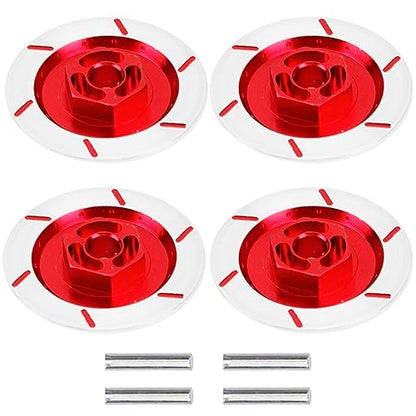 4Pack Vgoohobby Aluminum Alloy RC 12mm Hex Hub Wheel Rim Brake Disc Compatible with HSP HPI Traxxas Tamiya 1/10 On-Road Racing Model Car (Red) - color: Red