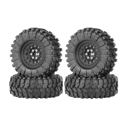 4PCS 1.3" Aluminum Alloy Beadlock Wheel Rims All-Terrain Tyre 70mm Rubber Tires Set with 5mm & 7mm Hex for 1/12 1/14 1/18 1/24 RC Rock Crawler Car Upgrade Parts (A-Black) - color: A-black