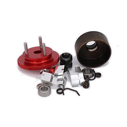 RCAWD RC Clutch Bell 14T Shoes Bearings Gear Flywheel Assembly Kit Springs Cone Engine Nut for HPI HSP Axial Himoto 1/8 RC Nitro Engine Car,Red