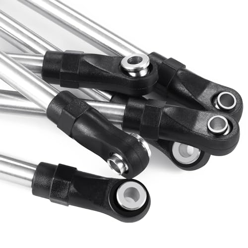 RCHUBAM SCX10 Chassis Linkage Kit Stainless Steel RC Crawler Link Rod End Set Compatible with 1/10 Axial SCX10 AXI90075 UMG10 II RC Crawler Car Wheelbase Upgrade Parts
