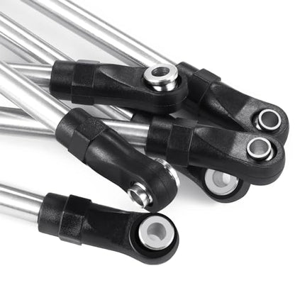 RCHUBAM SCX10 Chassis Linkage Kit Stainless Steel RC Crawler Link Rod End Set Compatible with 1/10 Axial SCX10 AXI90075 UMG10 II RC Crawler Car Wheelbase Upgrade Parts