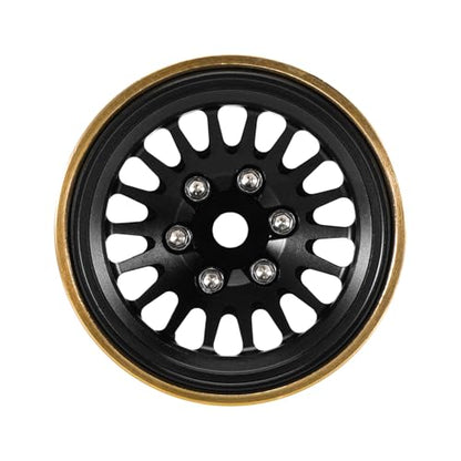 INJORA 1.0 Plus Brass -3.75mm Offset Wheels for 1/24 1/18 RC Crawler(Black) - color: Black