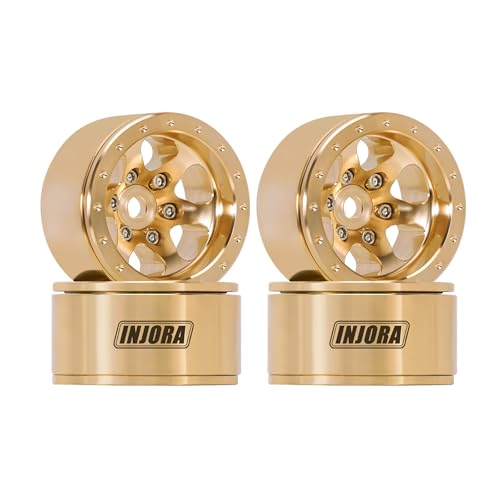 INJORA 1.0 Brass Beadlock Wheel -4.7mm Offset Rim for 1/24 1/18 RC Crawler SCX24 FCX24 TRX4M Ascent18 Upgrade(W1011)