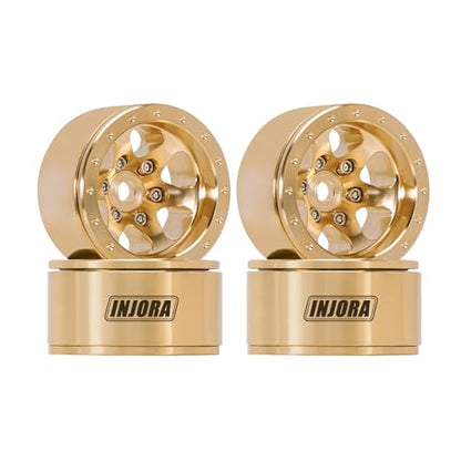 INJORA 1.0 Brass Beadlock Wheel -4.7mm Offset Rim for 1/24 1/18 RC Crawler SCX24 FCX24 TRX4M Ascent18 Upgrade(W1011)