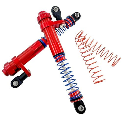 Adjustable Threaded Oil Shock Absorbers 80–100mm with Offset Cap, Aluminum Dampers for 1/10 RC Crawler, 2PCS (Red) - color: Red
