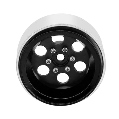 ModuWheel 1.3" Negative Offset Aluminum + Carbon Fiber Beadlock Wheels Rim for 1/24 1/18 AX24 SCX24 TRX4m Ascent18 RC Crawler,Round Pattern (Black) - color: Black