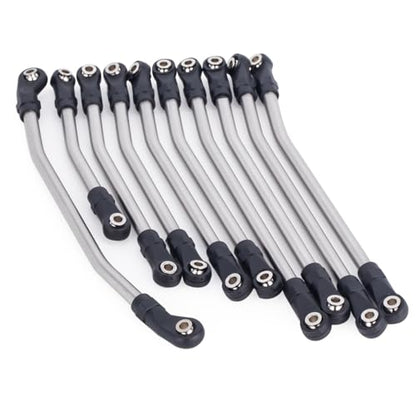 Stainless Link Rod 313mm Wheelbase Linkage for SCX10 II 90046 90047 | Stainless Steel,Durable & Corrosion-Resistant,10Pcs Set,Upgrade for Axial SCX10 II AX90046/AX90047 Rock Crawlers.