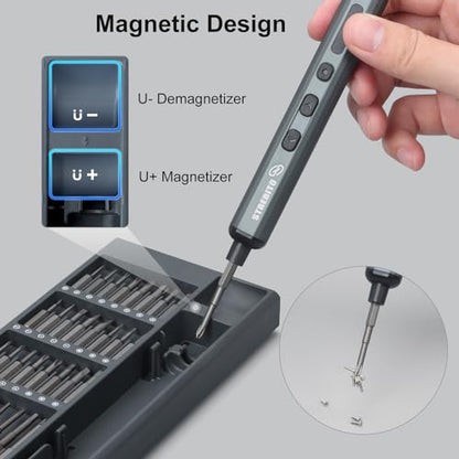 STREBITO Mini Electric Screwdriver Set, 70 in 1 Small Electric Screwdriver | 64 S2 Preicison Bits, 5 Torque Settings, 4 LED Lights, Mini Power Screwdriver Repair Tool Kit for Computer PC, Electronic, RC - style: Standard