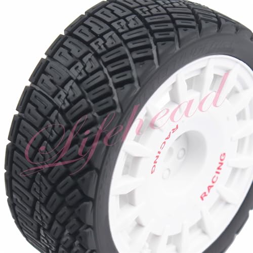 Lifehead 67mm RC On-Road Rally Car Tires and Wheels for 1/10 RC On-Road Touring Drift Car HSP Tamiya XV01 TT01 TT02B HPI Kyosho FAZER MK2 /12mm Hex - color: White B
