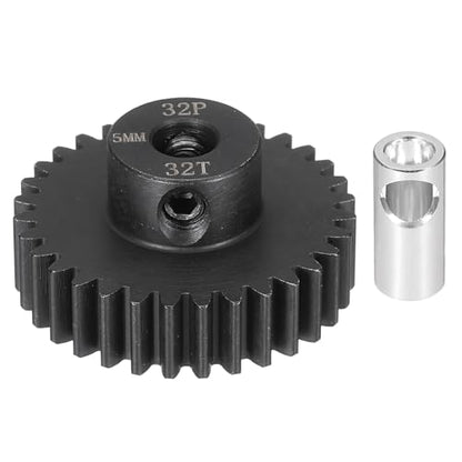 MECCANIXITY Steel 32P Gear Set with Gear Adapter 32T 5mm Shaft Motor Gears for RC Vehicles Truck Drift Car Part, Black - size: 32T