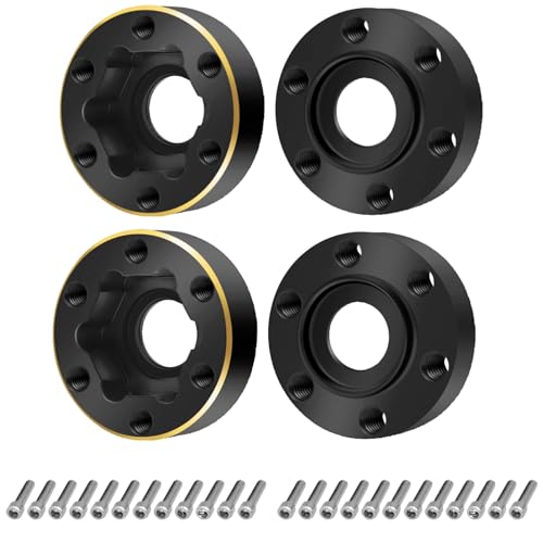 4Pcs RC Brass Weights 12mm Hex Hub Extended Adapters Widen 6mm Counterweights for 1.9inch Beadlock Wheel Rim Compatible with Axial SCX10 90046 Redcat TRX4 Gen7 D90 CC01 1/10 RC Crawler (6mm) - color: 6mm