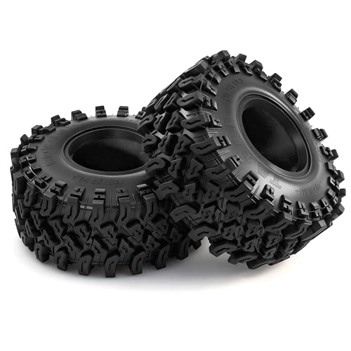 2.2 Inch RC Crawler Tires OD 5.35" 1/10 Soft Rubber Rock Mud Tyres For 1:10 Scale Crawler Car Traxxas TRX4 RC4WD D90 TF2 Axial SCX10 II Tamiya CC01 Gen8 Redcat 2.2" Beadlock Wheels 4Pcs