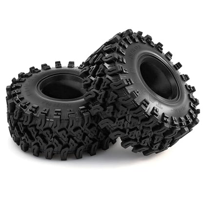2.2 Inch RC Crawler Tires OD 5.35" 1/10 Soft Rubber Rock Mud Tyres For 1:10 Scale Crawler Car Traxxas TRX4 RC4WD D90 TF2 Axial SCX10 II Tamiya CC01 Gen8 Redcat 2.2" Beadlock Wheels 4Pcs