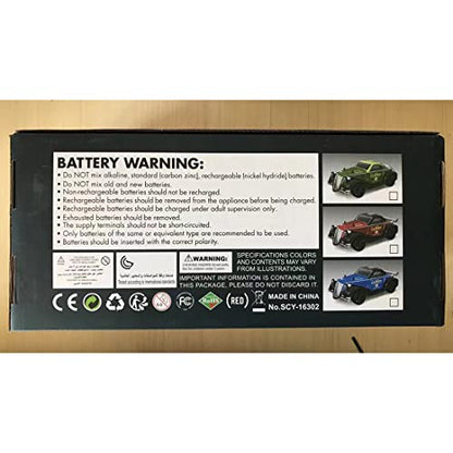 1/16 Scale 4WD Retro RC Drift Car with 35km/h Speed, 390 Motor, IPX4 Waterproof, LED Headlights, 2.4GHz Full Proportional Control Great Gift for Adults-Army Green - color: Army Green