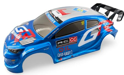 1/10 Scale RC Drift Racing Touring On Road Car Painted Body Shell, Spoiler Included, Pre-Cut, 258mm Wheelbase (Toyota GR Yaris Rally Style - Blue) - color: Toyota Gr Yaris Rally Style - Blue
