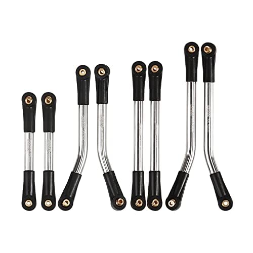INJORA Steel 4 Links Set for SCX24 C10 JLU Bronco Base Camp 4Runner(Silver) - color: Silver