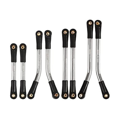 INJORA Steel 4 Links Set for SCX24 C10 JLU Bronco Base Camp 4Runner(Silver) - color: Silver